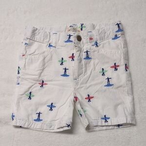 Kids White Embroidered Surfer Guys Shorts